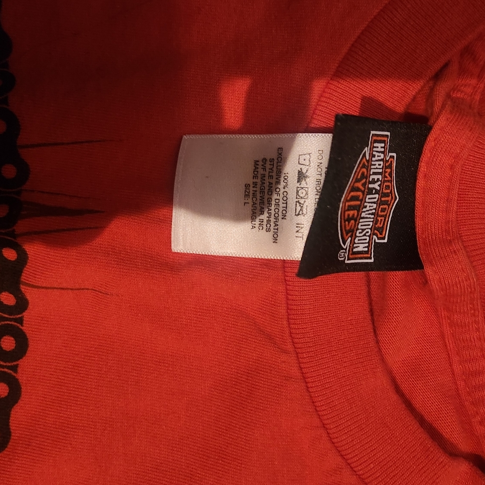 Men's orange Harley Davidson shirt size L